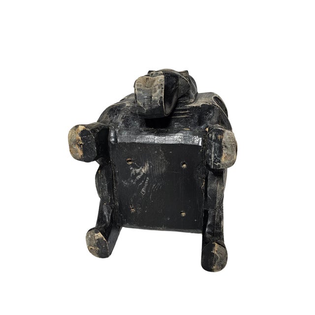 Mid 20th Century Mid 20th Century Wood Faded Black Elephant Footstool For Sale - Image 5 of 7