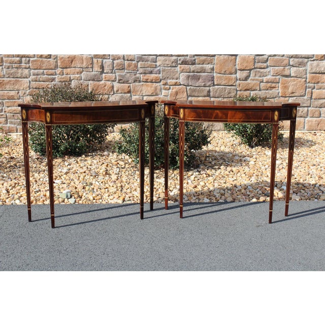 Stickley Flame Mahogany Consoles—A Pair For Sale - Image 18 of 18