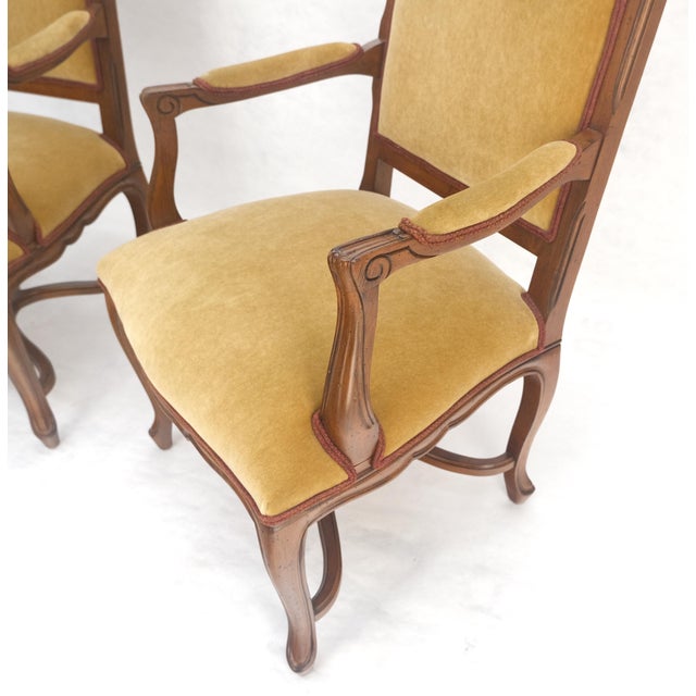 Pair of Carved French Style Mohair Fabric Carved Open Arm Lounge Chairs MINT! For Sale - Image 10 of 11