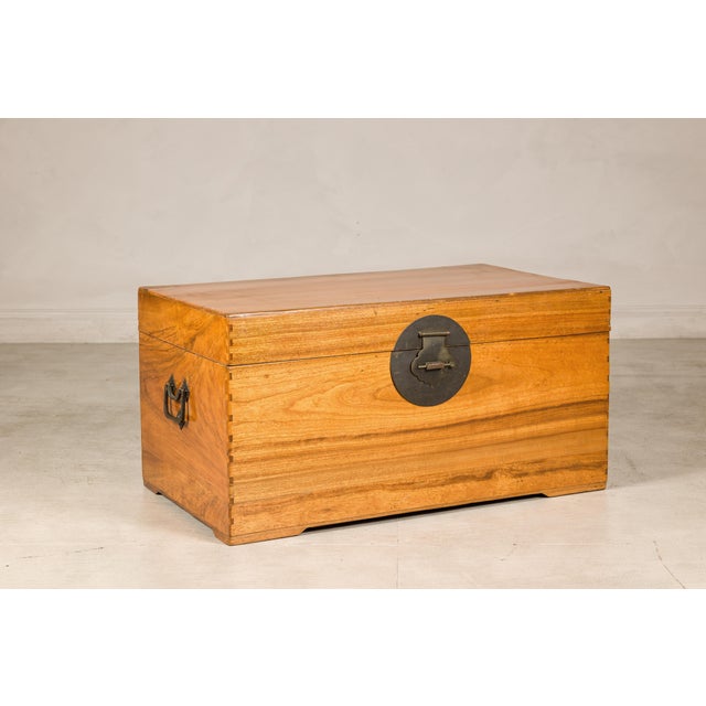 Vintage Chinese Pine Blanket Chest or Coffee Table with Brass Hardware For Sale - Image 17 of 18