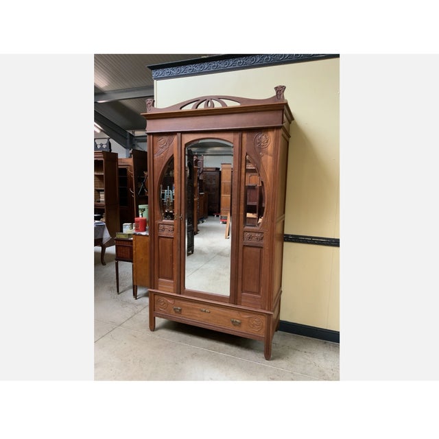 1910s Antique Art Nouveau Wardrobe, 1910 For Sale - Image 5 of 11