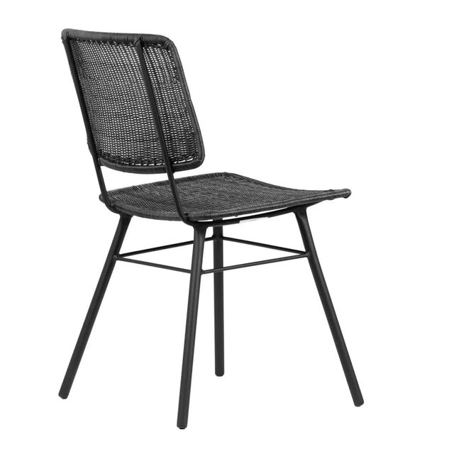 Outdoor Black Woven Dining Chair | Chairish