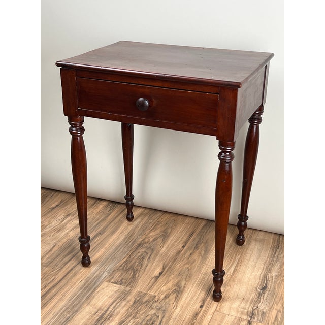 Traditional Antique Sheraton Cherry One Drawer Stand C. Mid 19th Century For Sale - Image 3 of 9