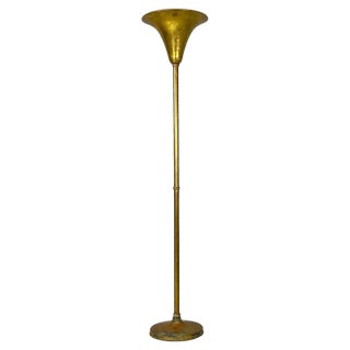 Mid-Century Modern Italian Art Deco Style Brass Floor Lamp, 1940s For Sale