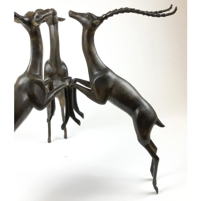 1950s Vintage Bronze Deer Sculpture Coffee Table Base For Sale - Image 5 of 13