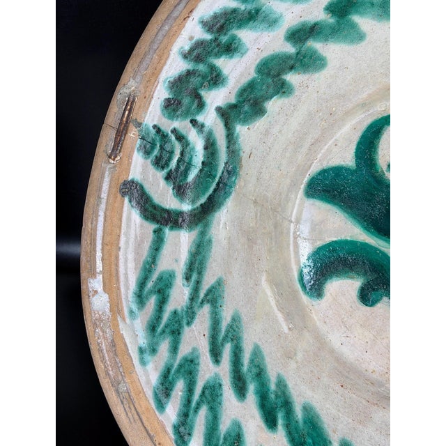 Ceramic Large Granada Green Majolica Bowl For Sale - Image 7 of 17