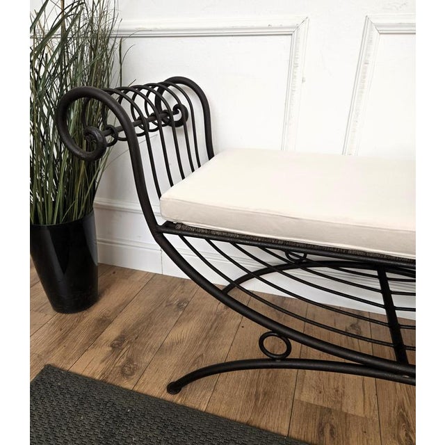 Italian Metal Iron Bench with Roll Arm, 1960s For Sale - Image 6 of 11
