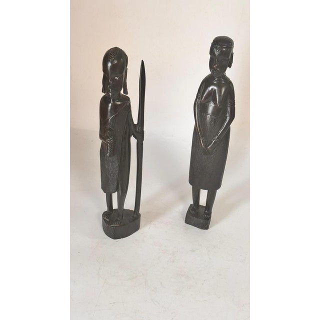 African Sculptures in Heavy Hardwood, Set of 2 For Sale - Image 4 of 15