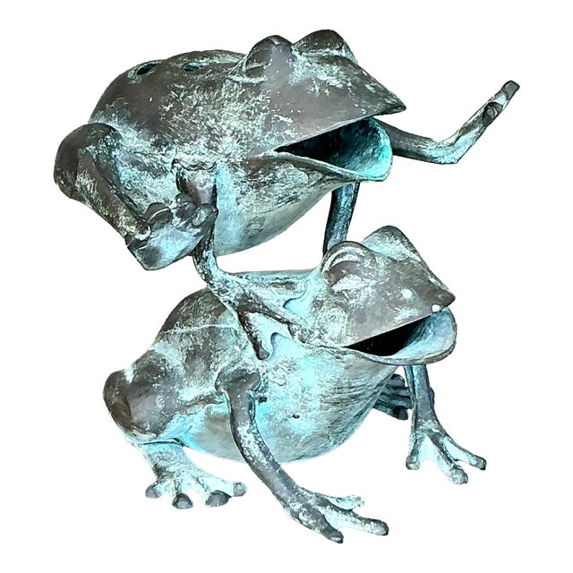 Vintage Boho Patinated Leap Frog Vase For Sale