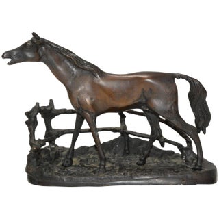 Cast Metal Horse With Rambling Fence For Sale