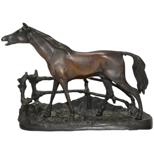 Cast Metal Horse With Rambling Fence
