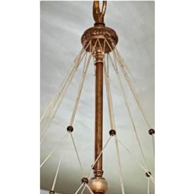 Gemstone 1990s Pasquale Miranda for Feiss, 24” Hollywood Regency Etched Authentic Alabaster Chandelier Seller Offering Free Chairish in Home Delivery For Sale - Image 7 of 12