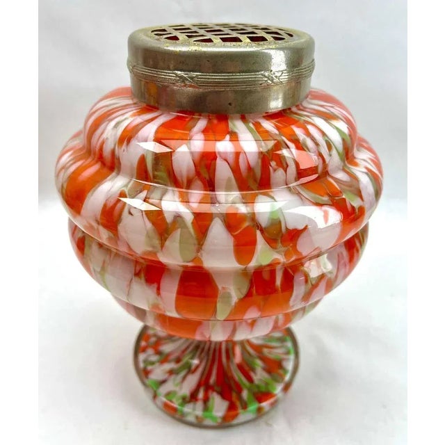 Pique Fleurs Vase in Multi Color Decor with Grille, 1930s For Sale - Image 4 of 11