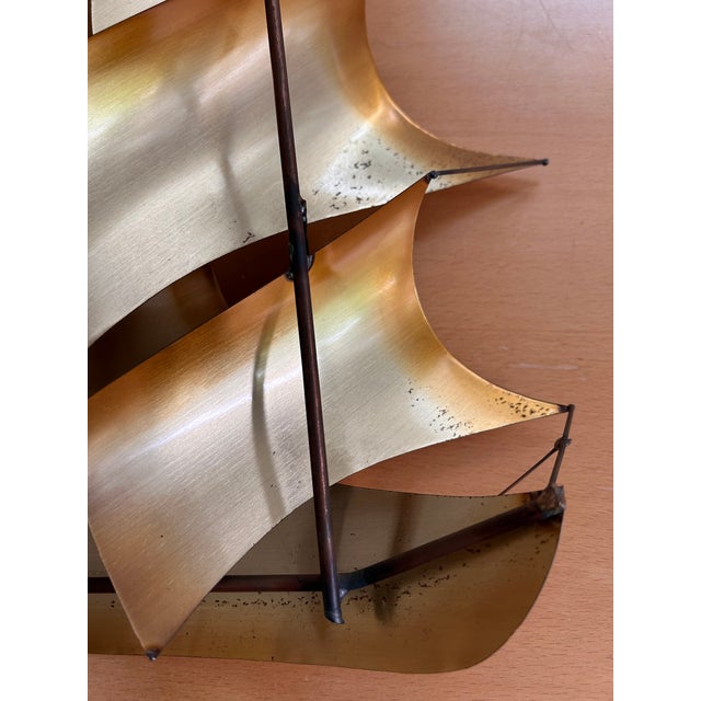 John DeMott Brutalist Metal and Brass Sailing Ship Wall Sculpture For Sale - Image 13 of 13