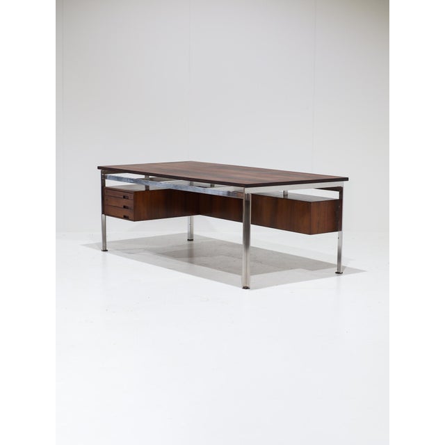 Poul Kjærholm Executive Desk in Kingwood and Steel by Poul Kjaerholm, Denmark, 1950s For Sale - Image 4 of 18