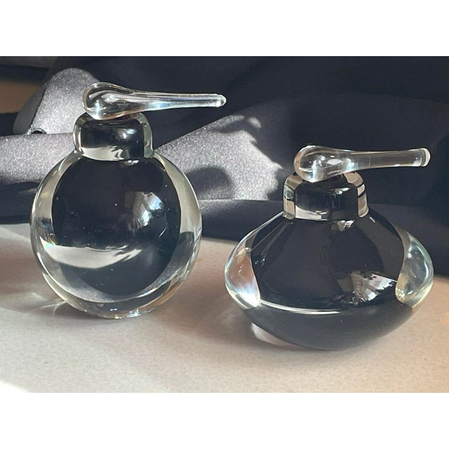 Amethyst Pair of Vintage Amethyst Studio Glass Perfume Bottles- Unsigned - Mid 20th Century For Sale - Image 8 of 12