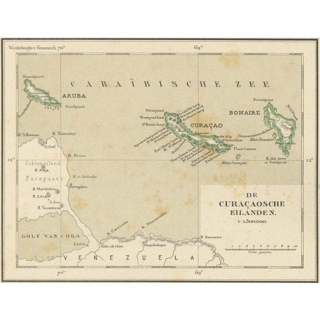 Antique Map of Dutch Colonies in the Caribbean and Suriname by Dornseiffen, 1884 For Sale - Image 12 of 15