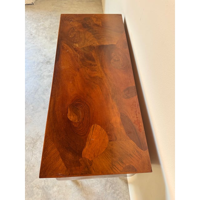 1980s Vintage Hollywood Regency Style - Burlwood Lowboy Chest of Drawers For Sale - Image 5 of 12