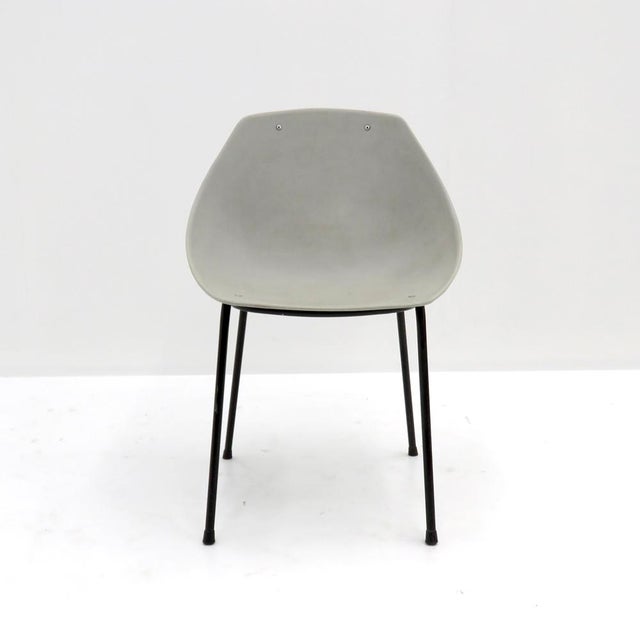 wonderful set of three ‘Coquillage’ chairs by Pierre Guariche for Meurop, Belgium, 1960s, seats made of light gray...