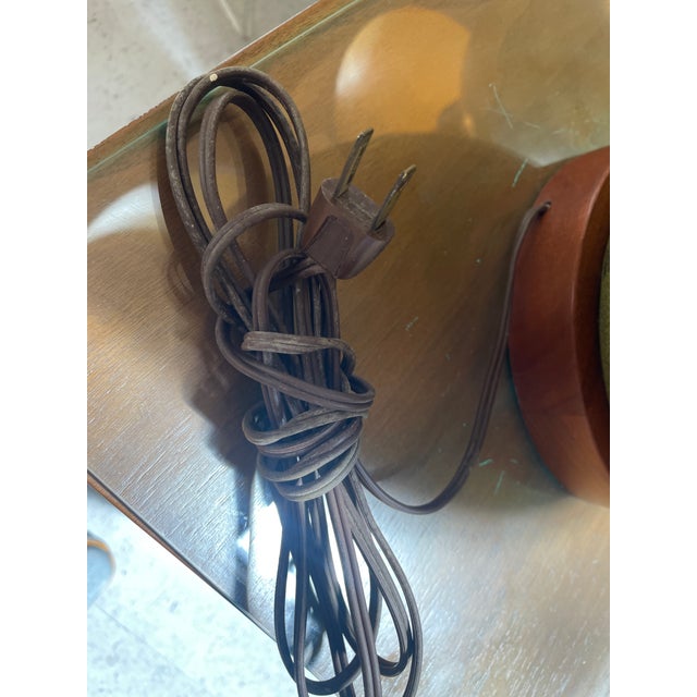 1960s Pair of Mid Century Modern Glazed Olive Green Table Lamps For Sale - Image 10 of 10
