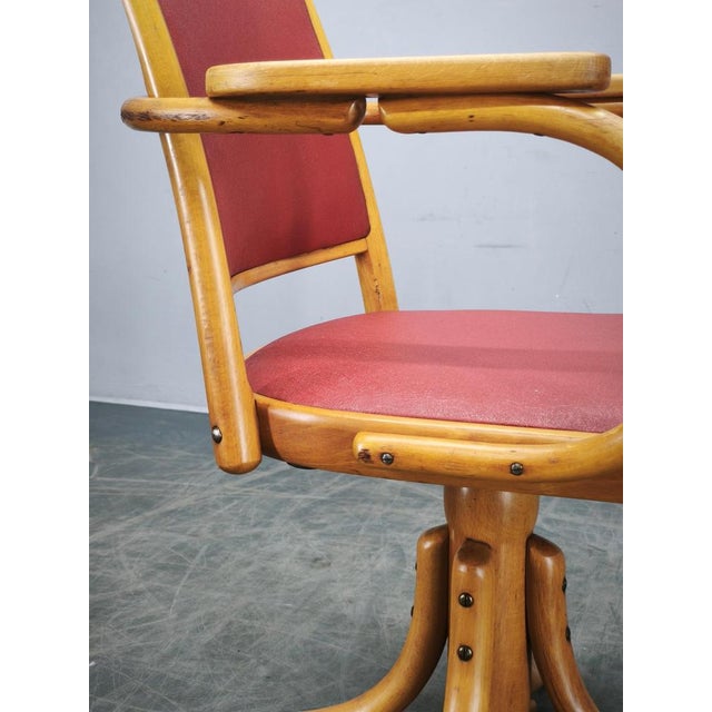 Wood Adjustable Swivel Office Chair from Ligna, Former Czechoslovakia, 1950s For Sale - Image 7 of 16