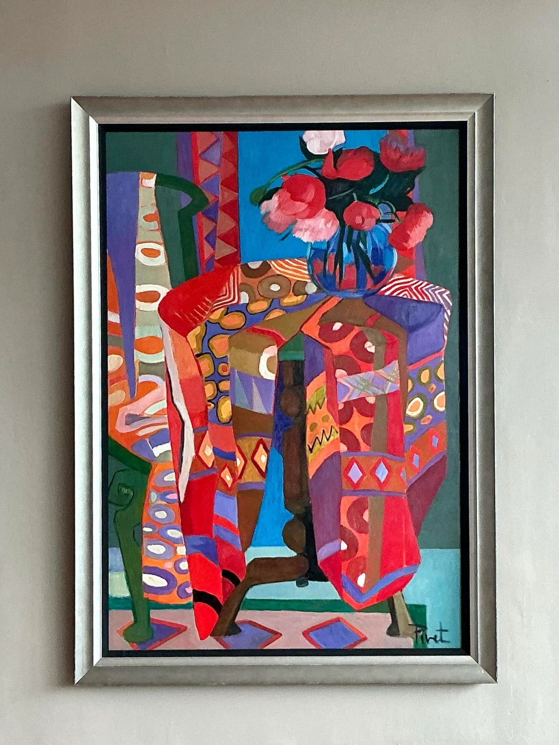 Vintage Boho Abstract Painting Oil on Canvas - Canvas, 35W x 49H — additional photo 7