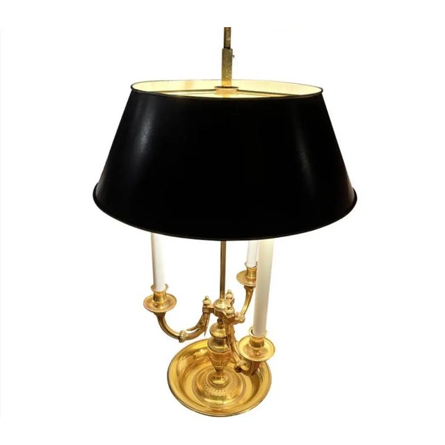Pair of Neoclassical Style Brass Bouillotte Lamps For Sale - Image 4 of 7