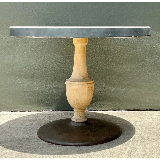 French Country Vintage Boho Patinated Cafe Table For Sale - Image 3 of 11