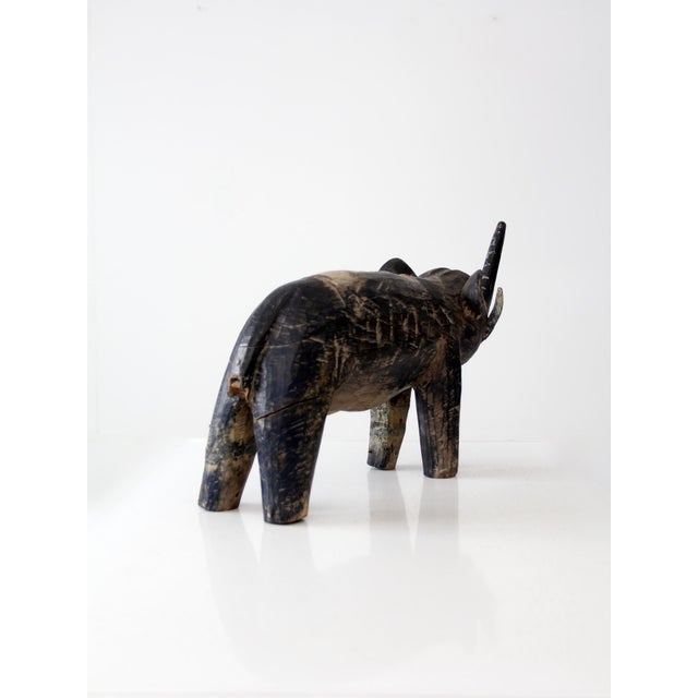 Antique Hand-Carved Wood Elephant For Sale - Image 4 of 12