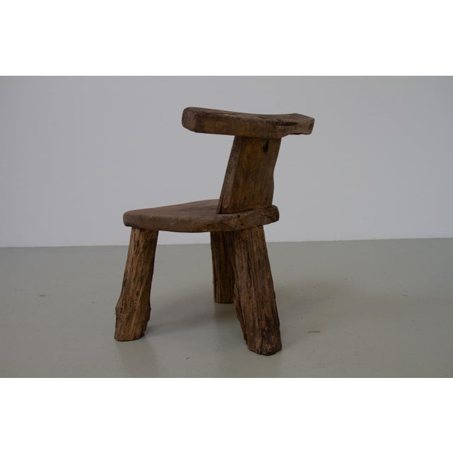 Brown Primitive Elm T Tripod Side Chair, Denmark, 1970s For Sale - Image 8 of 18