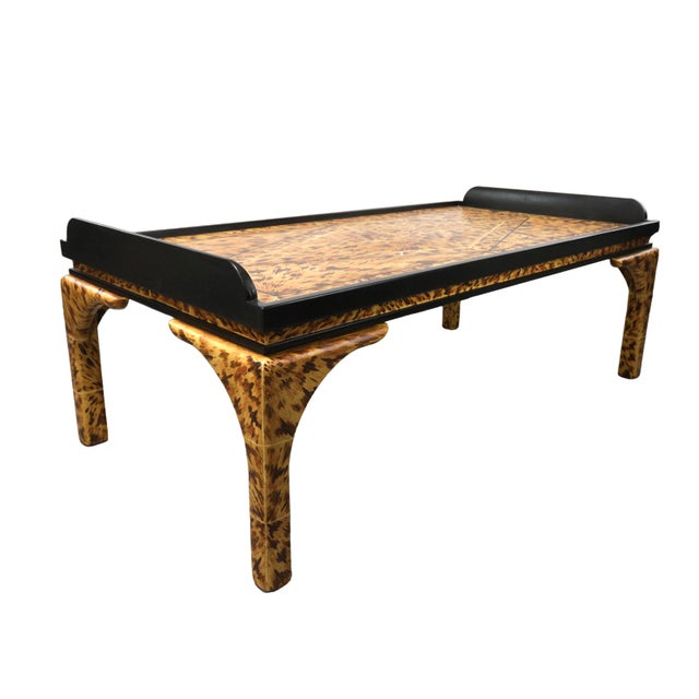 Art Deco 50" * 24" * 21" Custom Lacquered Faux-Tortoise Coffee Table. For Sale - Image 3 of 12