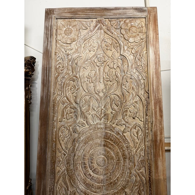 Bring timeless artistry into your home with this vintage lotus carved wooden door, beautifully hand-carved on both sides...