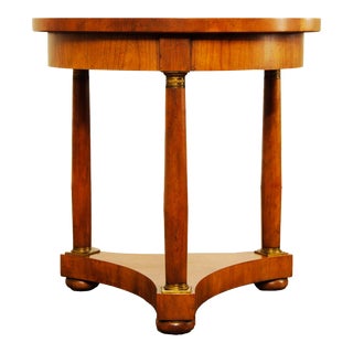 Neoclassical/Biedermeier/ Charles X Round Occasional Table in Cherry Resting on 3 Columns W Brass Capitals For Sale