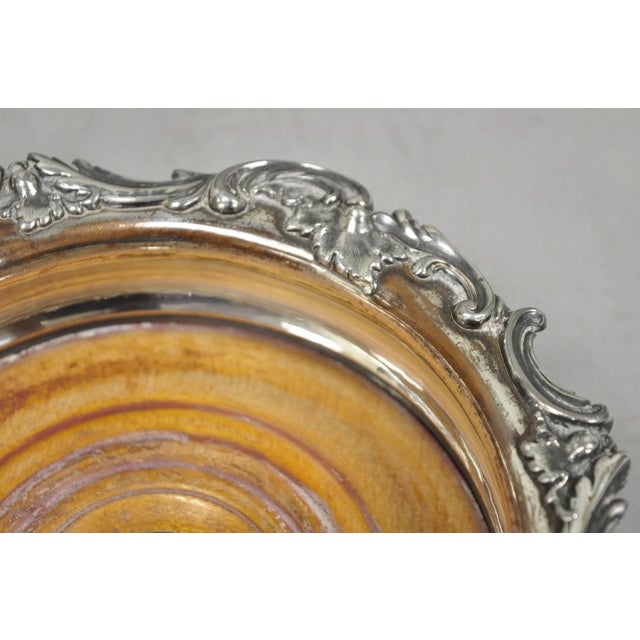 Vintage English Victorian Silver Plated Floral Repousse Bar Wine Bottle Coaster For Sale In Philadelphia - Image 6 of 15