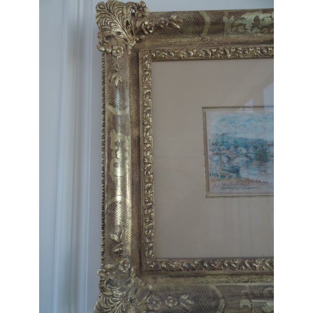 Post Impressionist Paul Emile Pissarro "Marine Grand Pont" Original Pastel Painting 1920s For Sale - Image 3 of 10