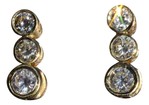 The North Sultan: Bezel Set Past Present and Future Diamond Stud Earrings in Yellow Gold, 2 Pieces