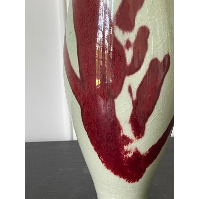 Porcelain Celadon Vase with Copper Glaze by Brother Thomas Bezanson For Sale - Image 9 of 13