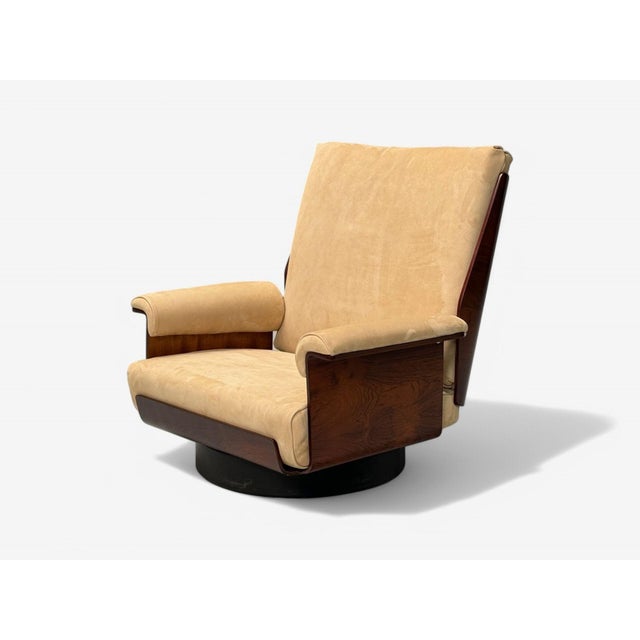 1960s Bernard Brunier, French Mid-Century, Rosewood, Suede, Rare Sofa Set, 1960s For Sale - Image 5 of 9