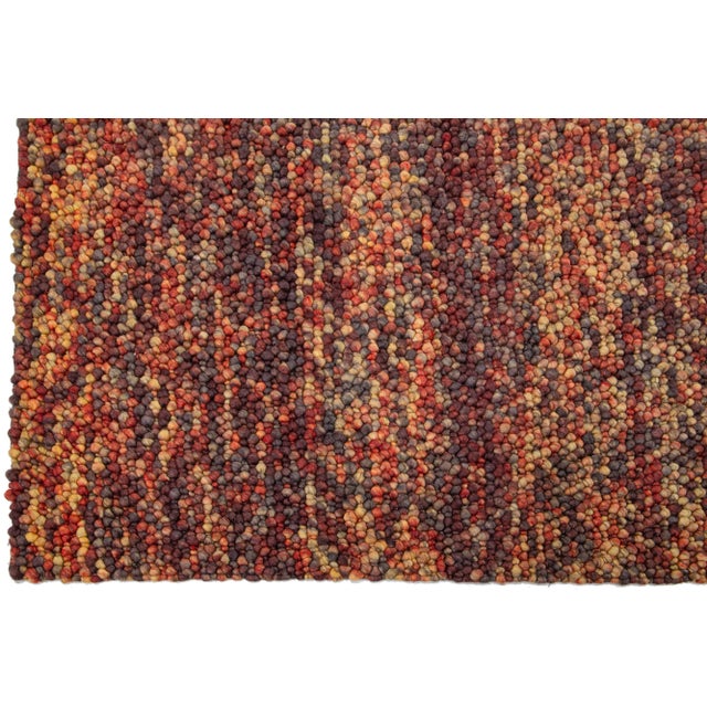 2010s Modern Handmade Texture Wool Rug Abstract Motif in Autumn Colors For Sale - Image 5 of 9