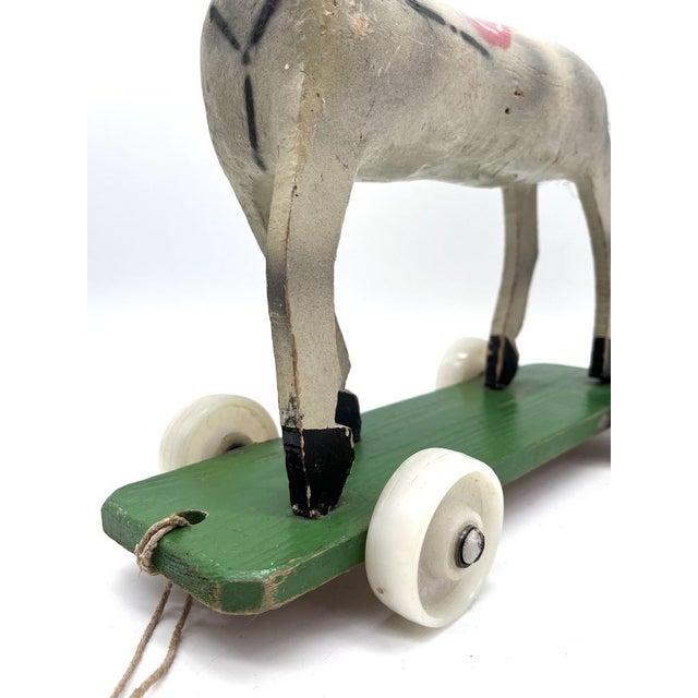 Vintage Wooden Horse on Rolling Board, 1930s For Sale - Image 9 of 15