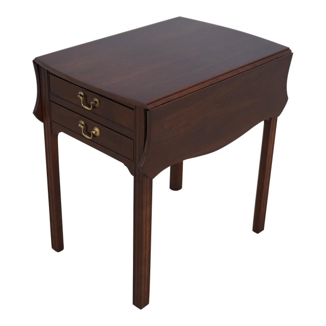 Stickley Chippendale Cherry 2 Drawer Pembroke Table For Sale