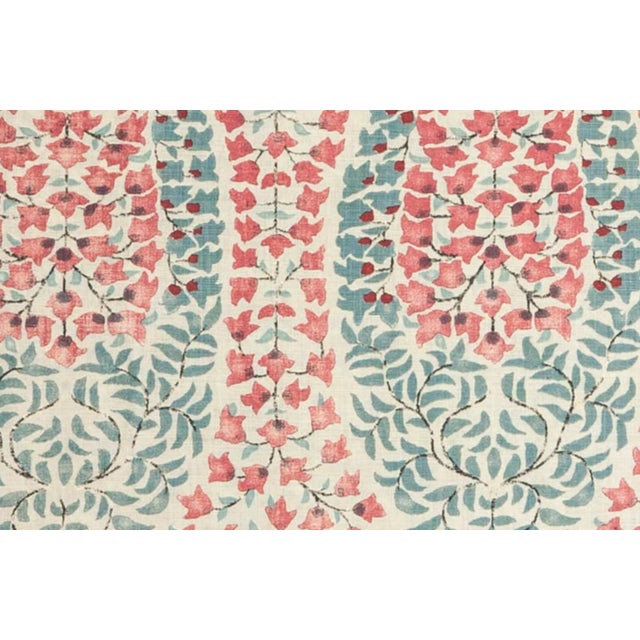 Full-width fabric remnant of Lisa Fine's Lahore in Calico - an abstract floral/paisley in beautiful tones of soft red and...