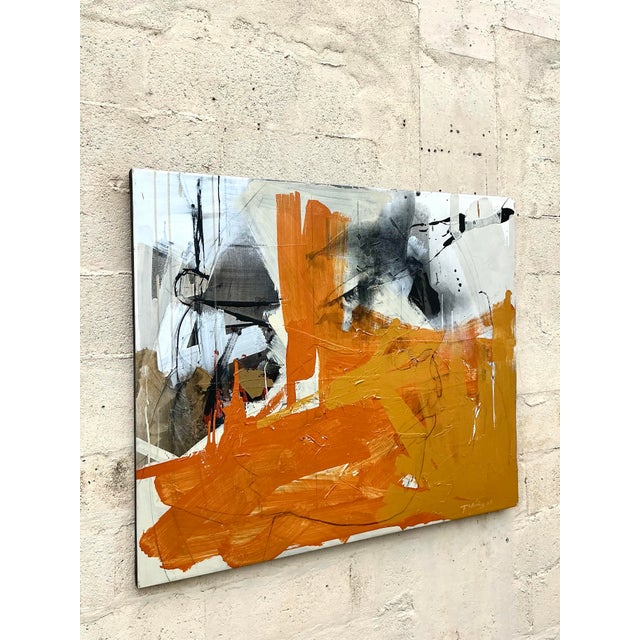 Vintage Boho Abstract Oil on Canvas For Sale - Image 9 of 9