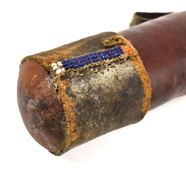 Wood Early 20th Century Maasai Beaded Milk Gourd Container Kenya For Sale - Image 7 of 7