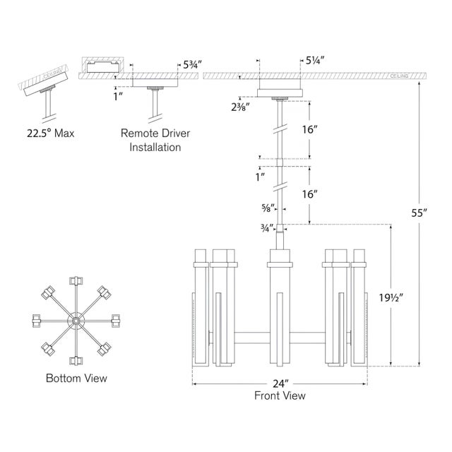 Modern Ian K. Fowler for Visual Comfort Signature Malik Medium Chandelier in Bronze with Crystal For Sale - Image 3 of 3