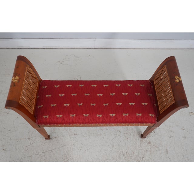Traditional Adams Paint Decorated Cane Side Window Bench For Sale - Image 3 of 14