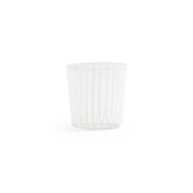 Marina White Stripe Glass Tumbler- White - Set Of Six The Marina Stripe Glass Tumblers feature a clean, modern design...