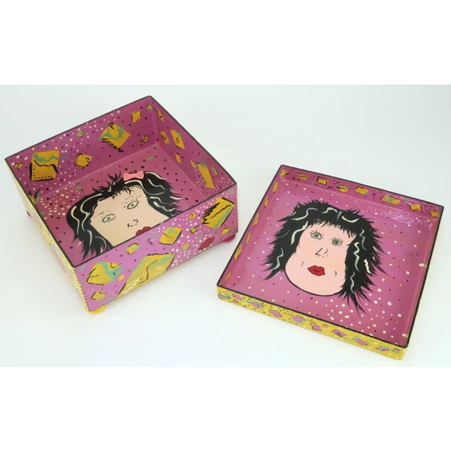 Black Artist Made Hand Painted Post Modern Box For Sale - Image 8 of 13