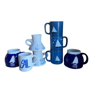 Vintage Nautical Coffee Mugs Cups Set of 8 For Sale
