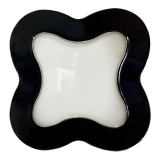 Jonathan Adler Black Enamel Clover Picture Frame – Modern Glam Silver Trim For Sale